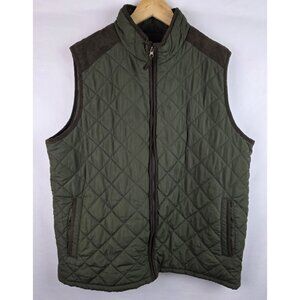Coleman Men's Jacket Vest Size XL Green & Brown Quilted Puffer Vest Sleeveless
